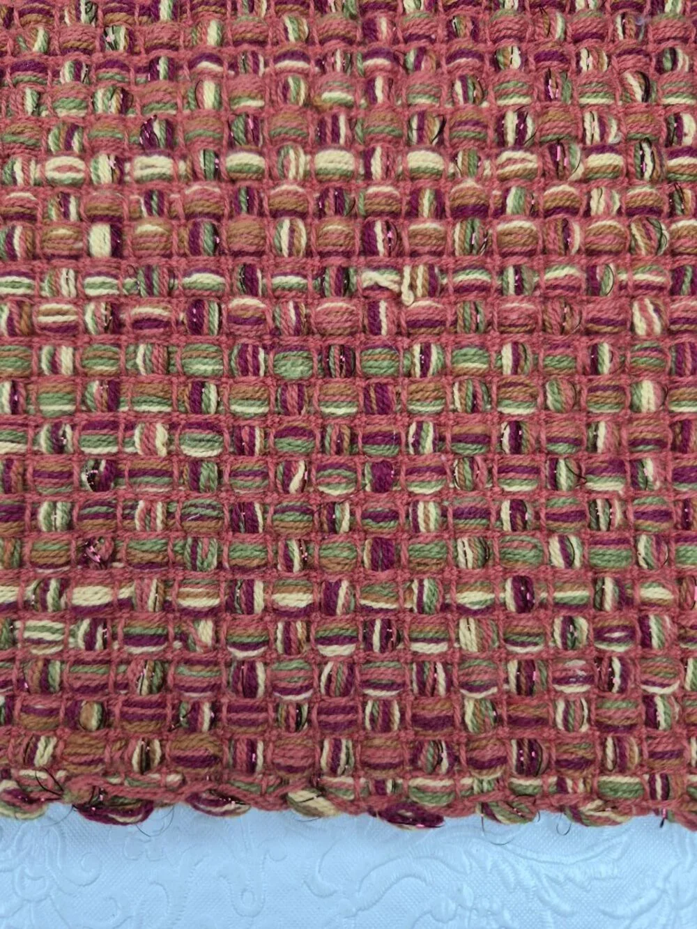 Tweed Autumn Fall Harvest Placemat Rust Orange Maroon Olive Green Brown Set of 6